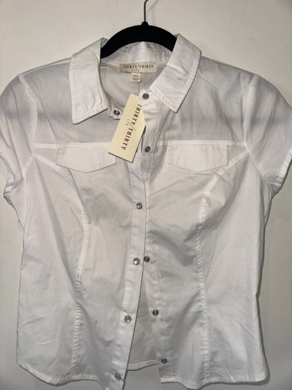 Thirty/Thirty White Short Sleeve Snap-Up Utility Shirt NWT